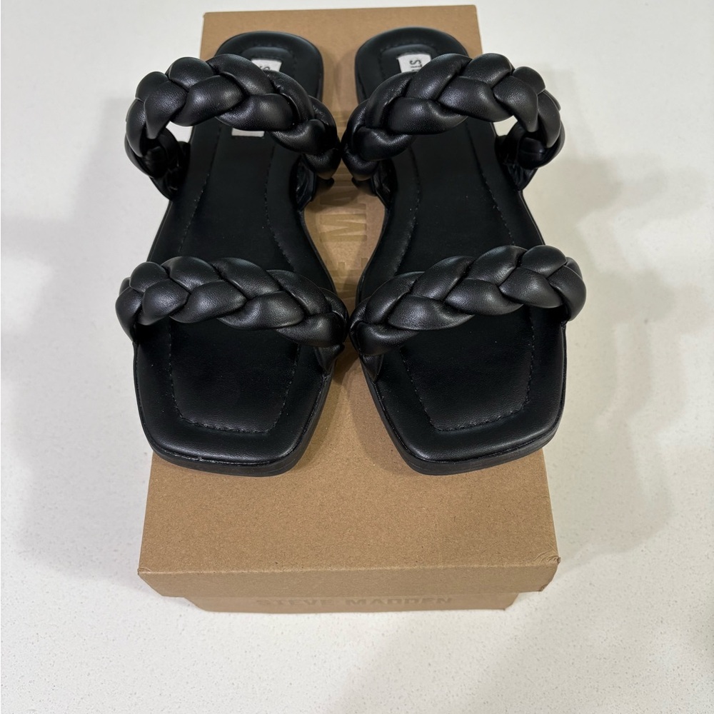 Steve Madden Black Braided Sandals
